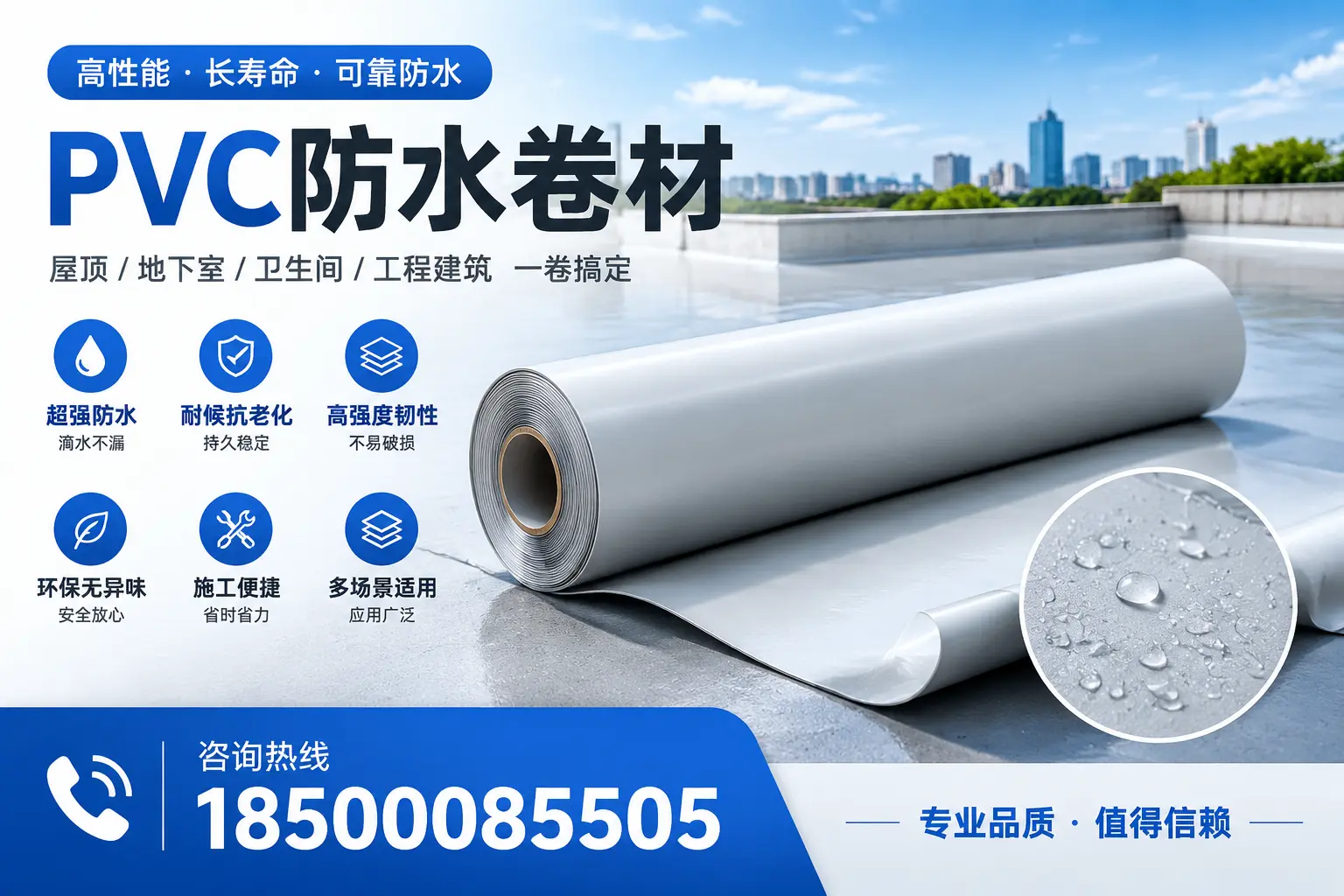 PVC防水卷材的防水效果评测,适合孝感的科学依据